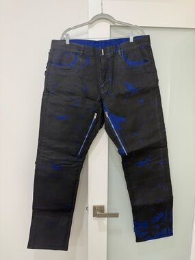 Givenchy Black Jeans with Electric Blue Accents